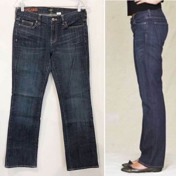 J. Crew Hipslung Low Rise Medium Wash Straight Blue Jeans Embroidere Size 30R - Picture 1 of 6
